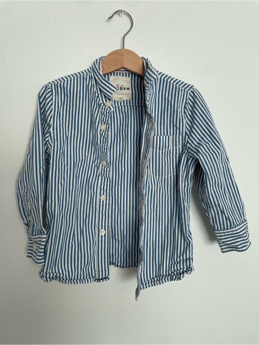 Mini Boden Blue and White Stripped Button Down